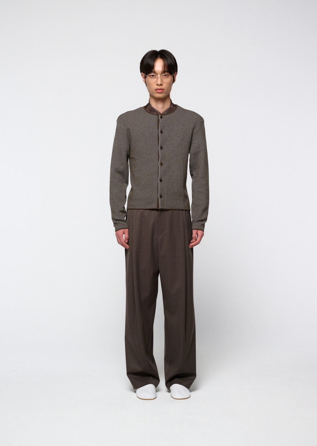 stripe button up cardigan, brown