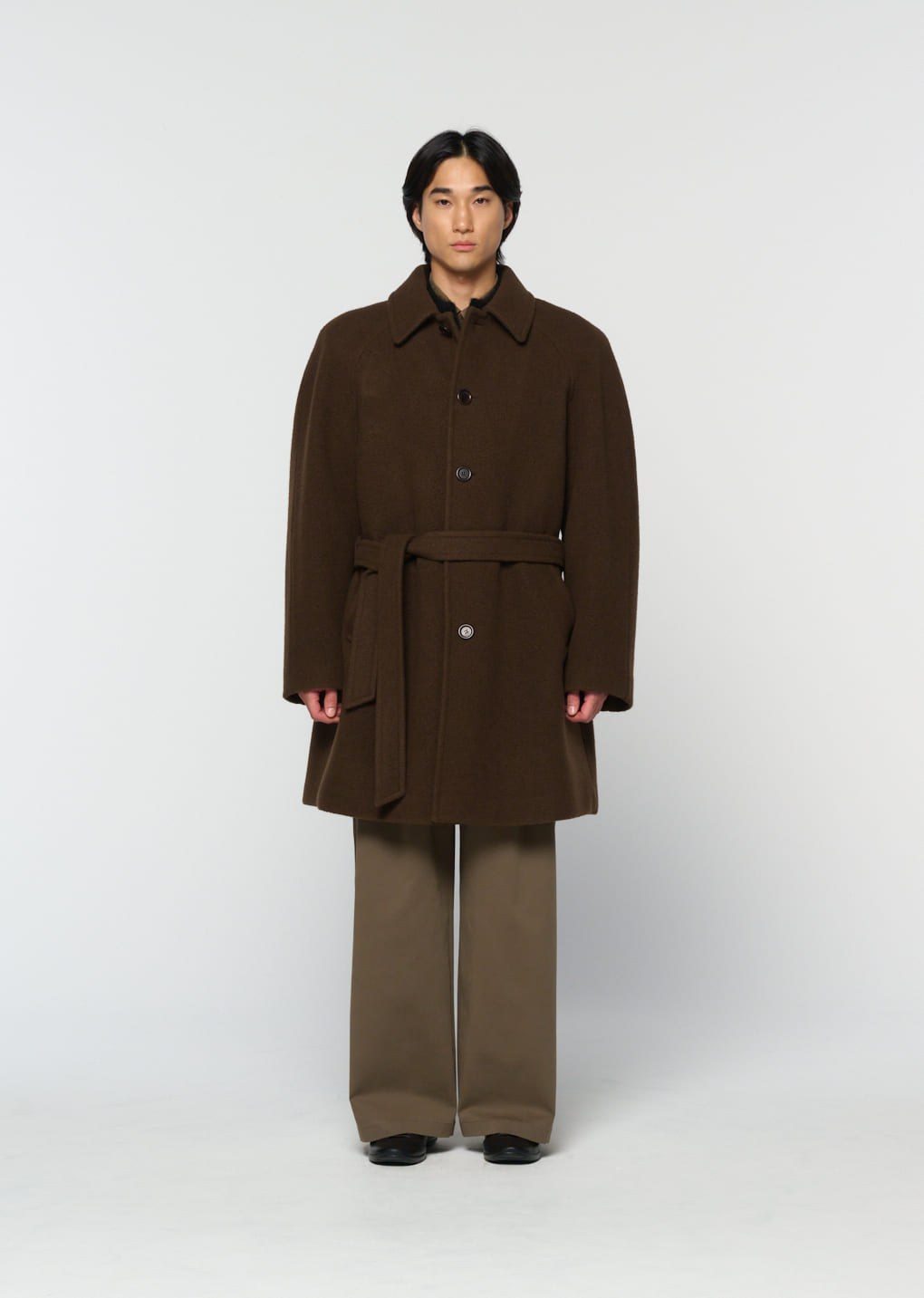men's raglan coat, brown