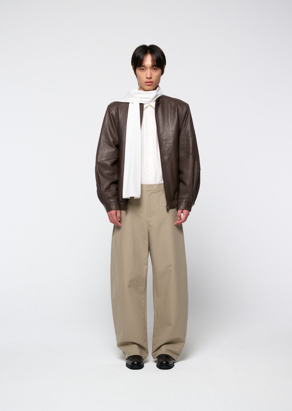 lambskin leather blouson, brown
