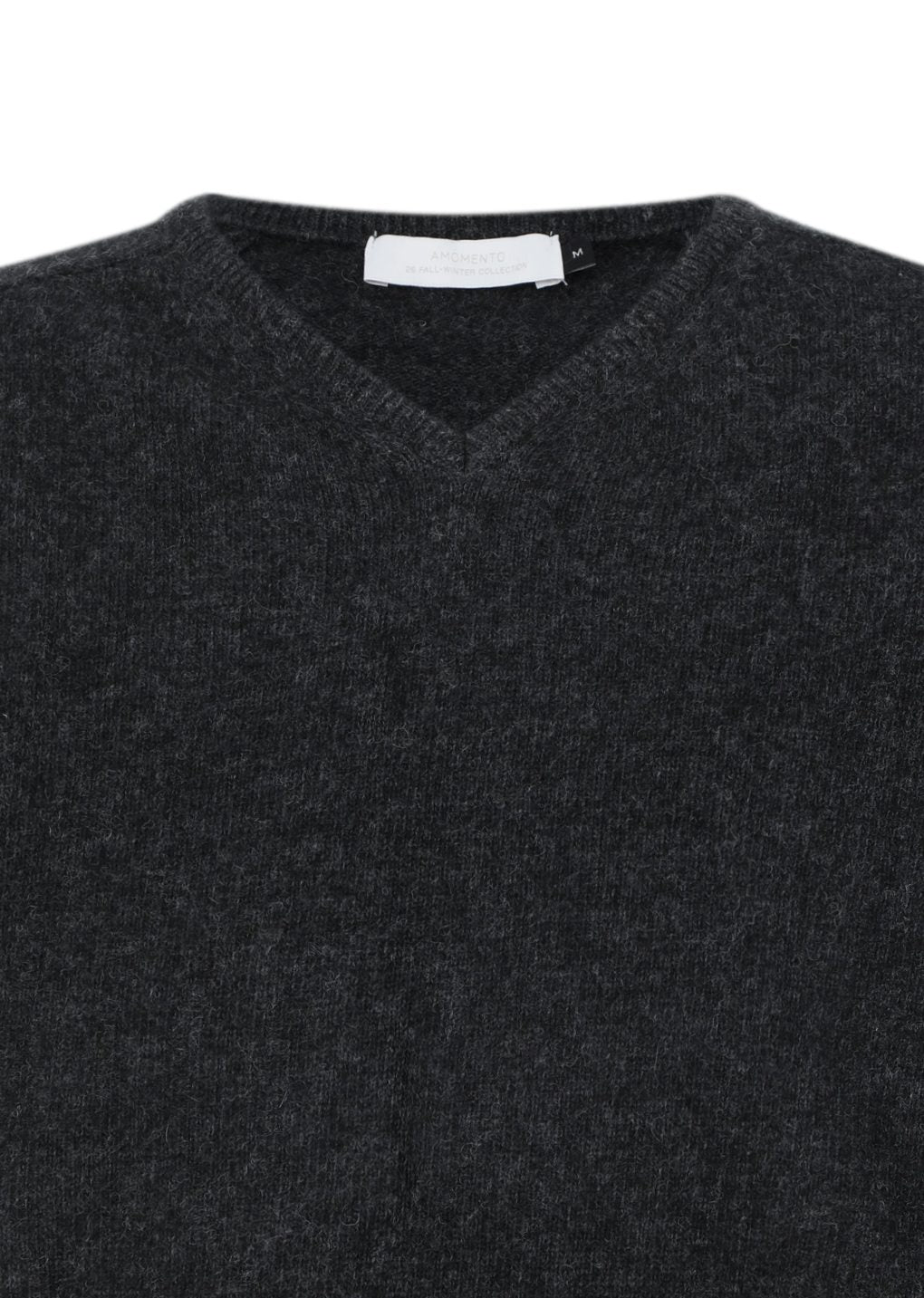 racoon v-neck knit, charcoal