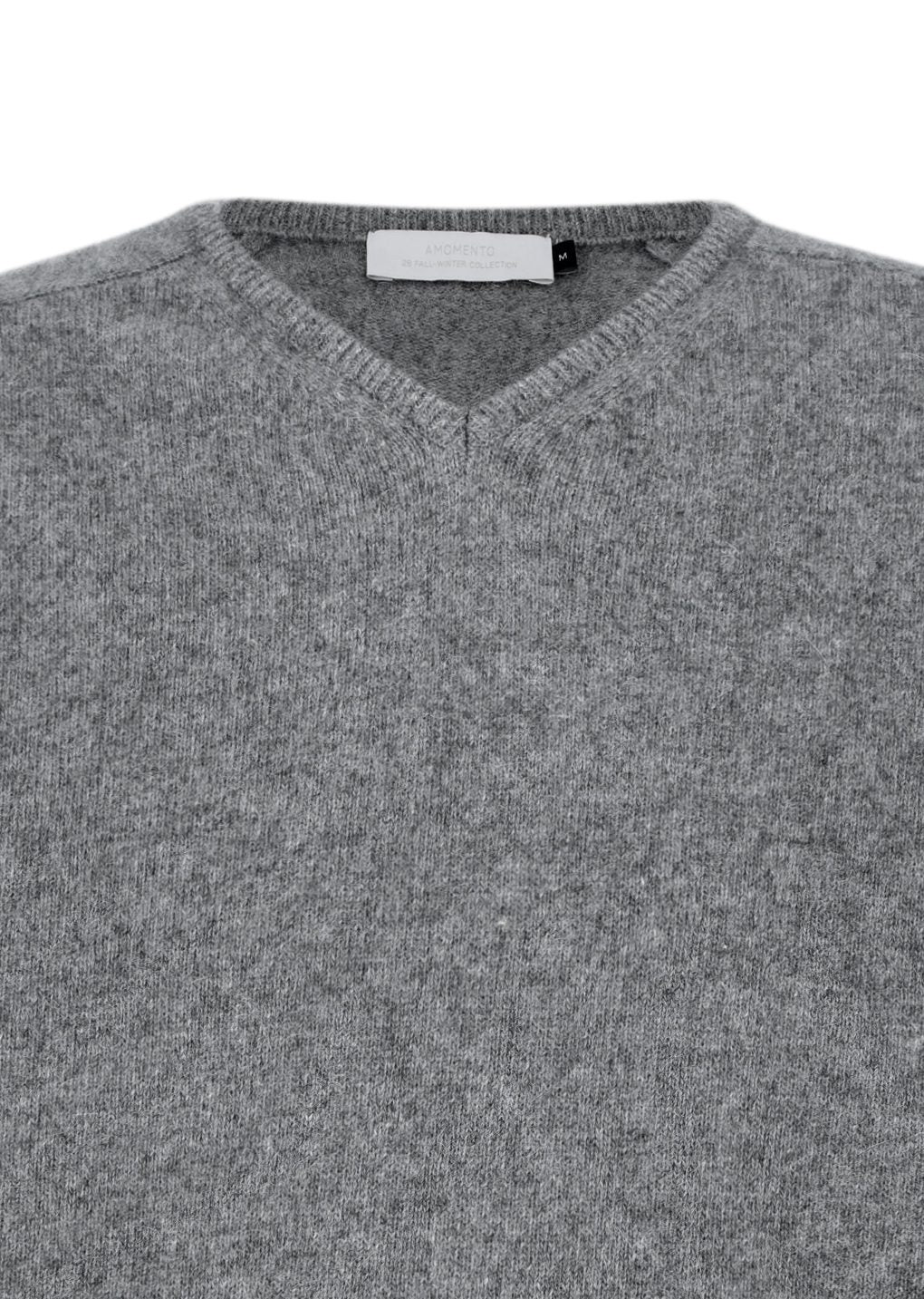 racoon v-neck knit, grey