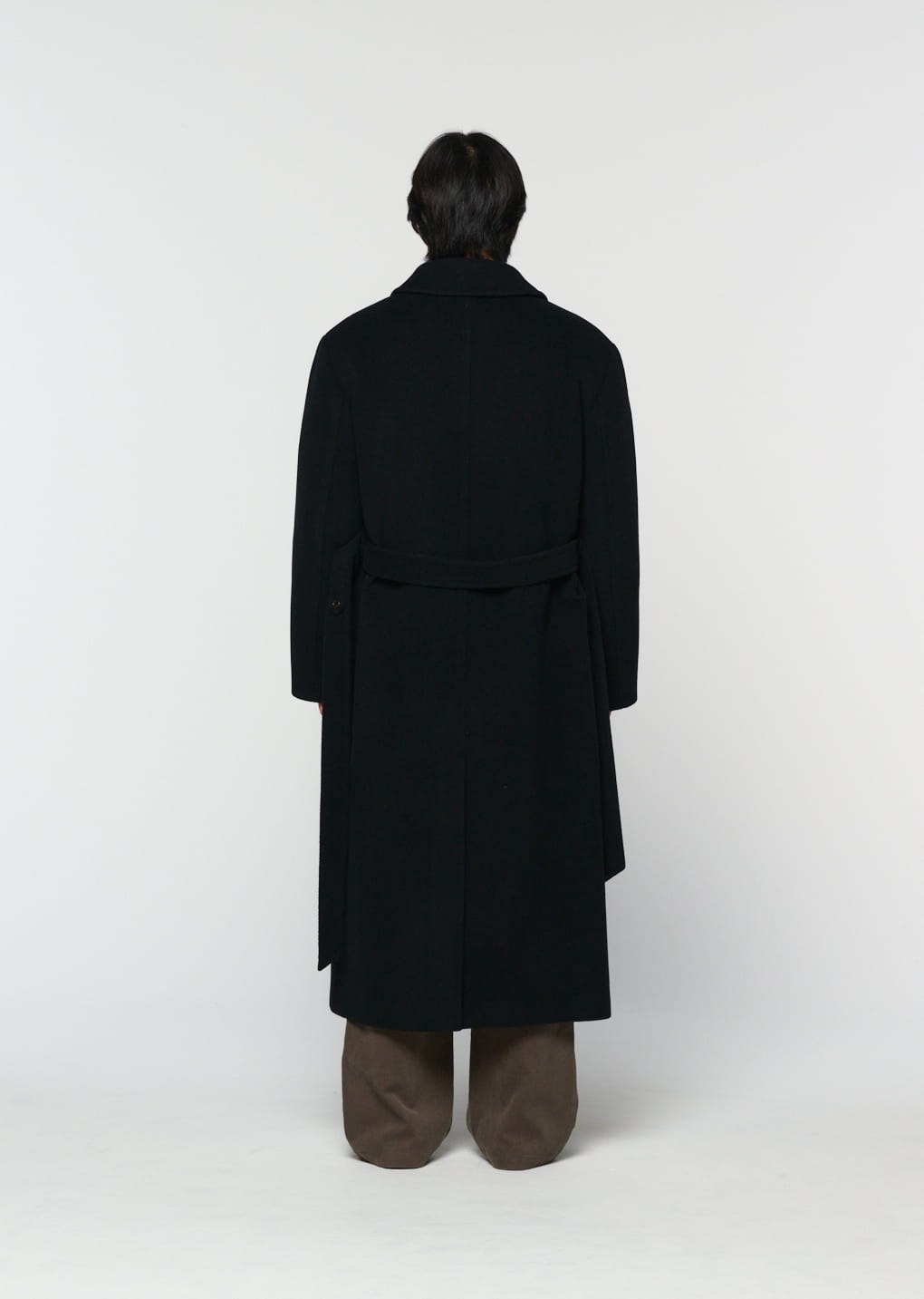 men's single breasted long coat, black