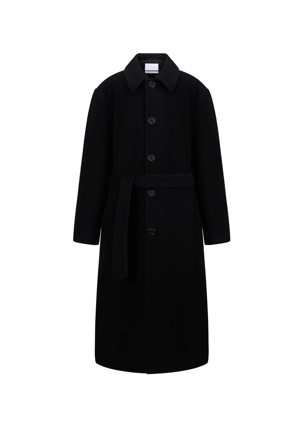 men's single breasted long coat, black