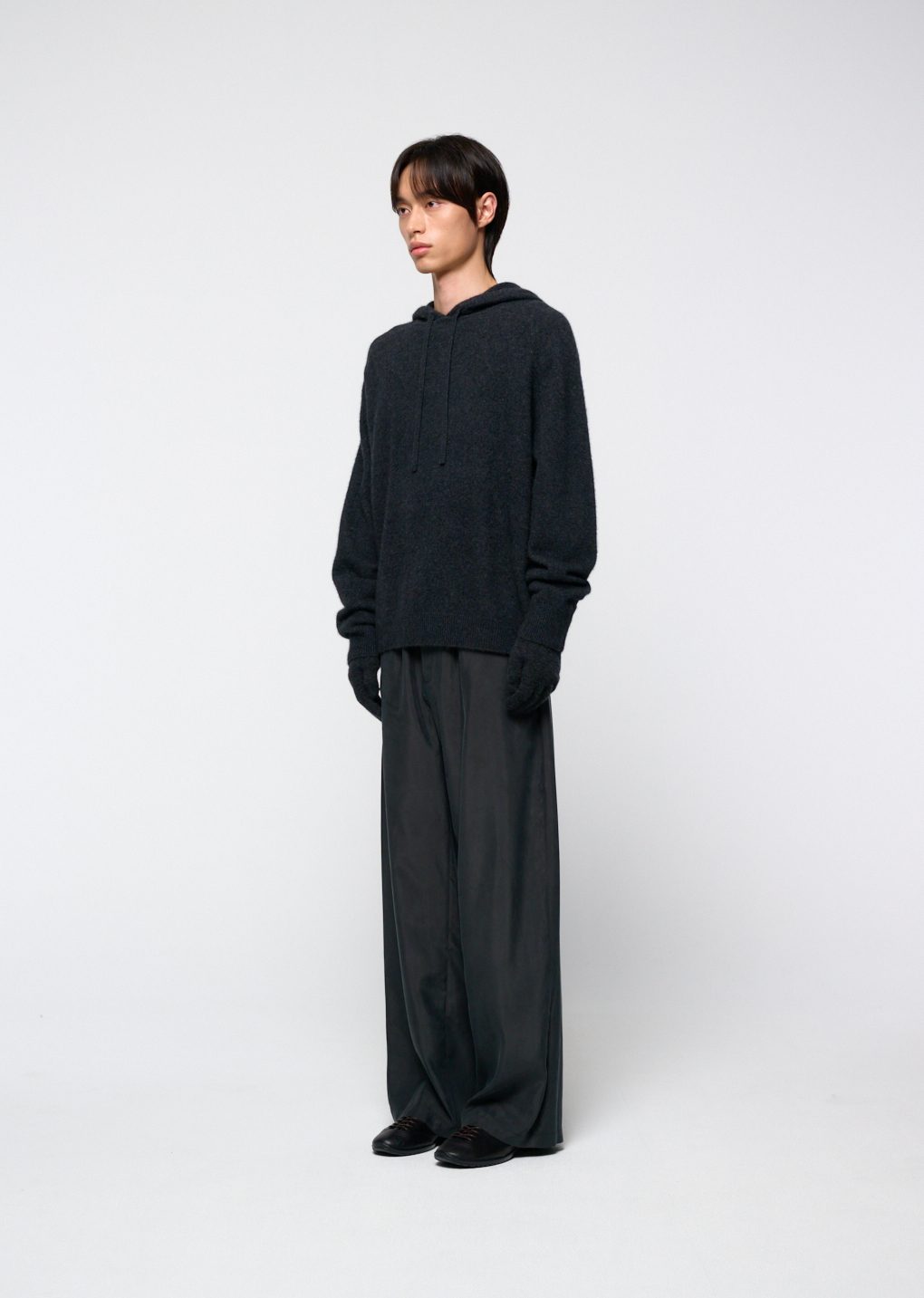 racoon hoodie knit, charcoal