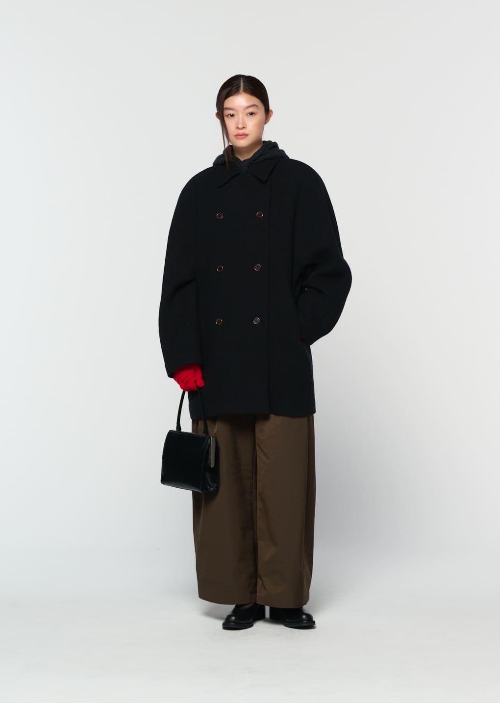 two tuck balloon pants, dark brown