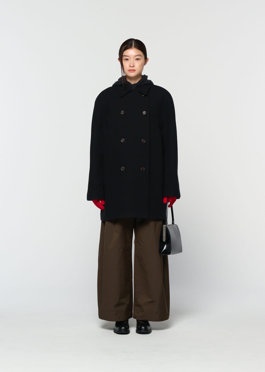 two tuck balloon pants, dark brown
