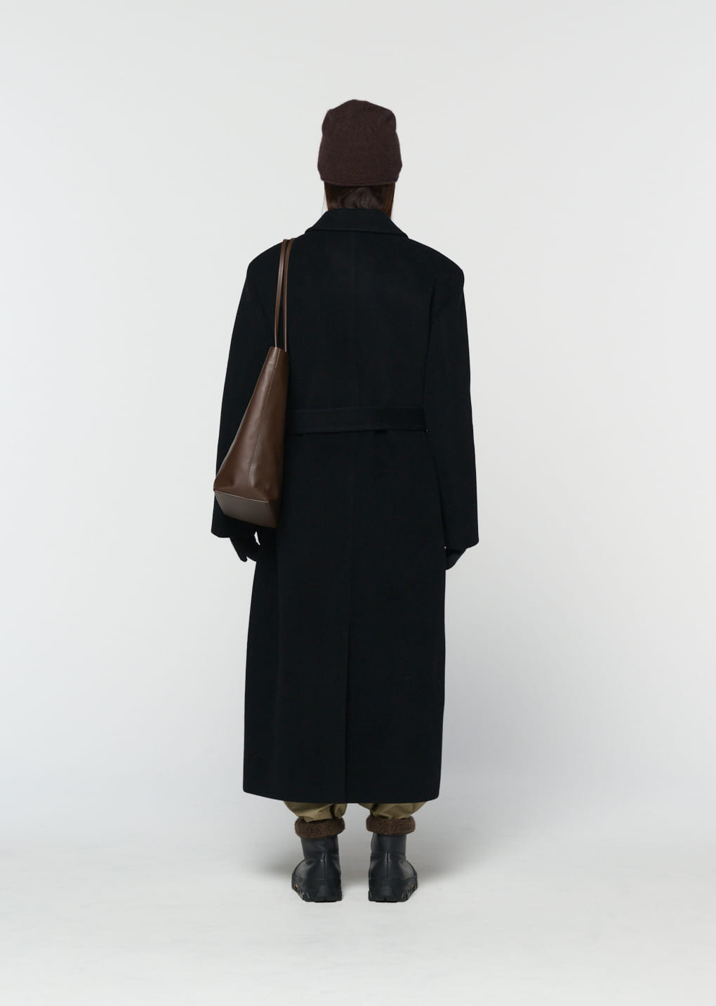 single breasted maxi long coat, black