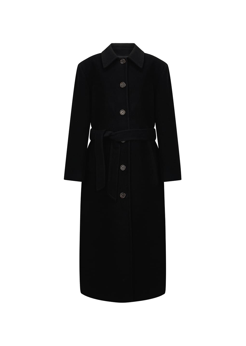 single breasted maxi long coat, black