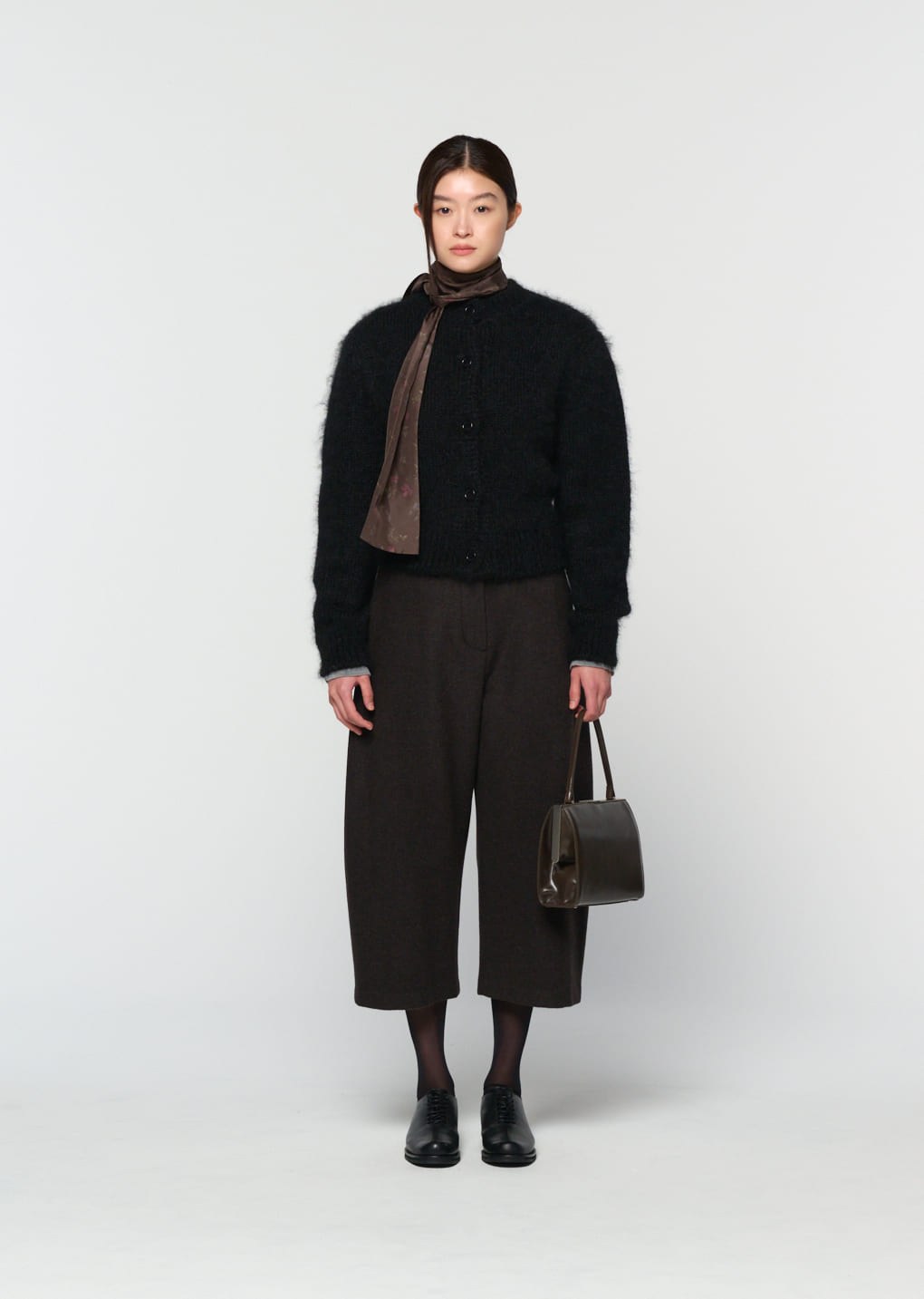 curved culotte pants, dark brown