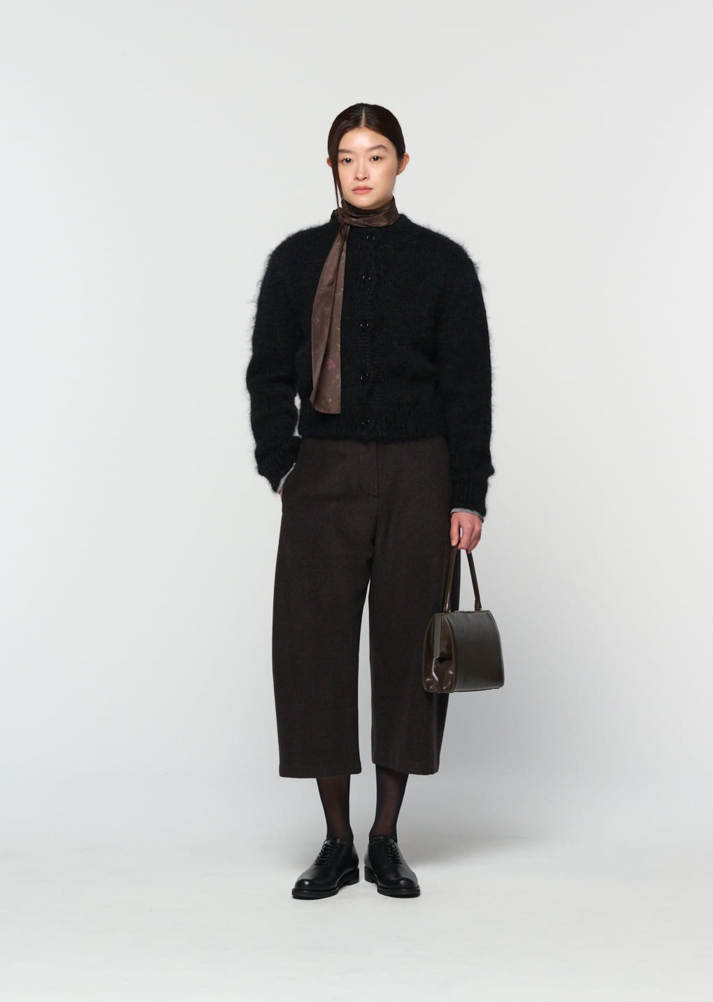 curved culotte pants, dark brown