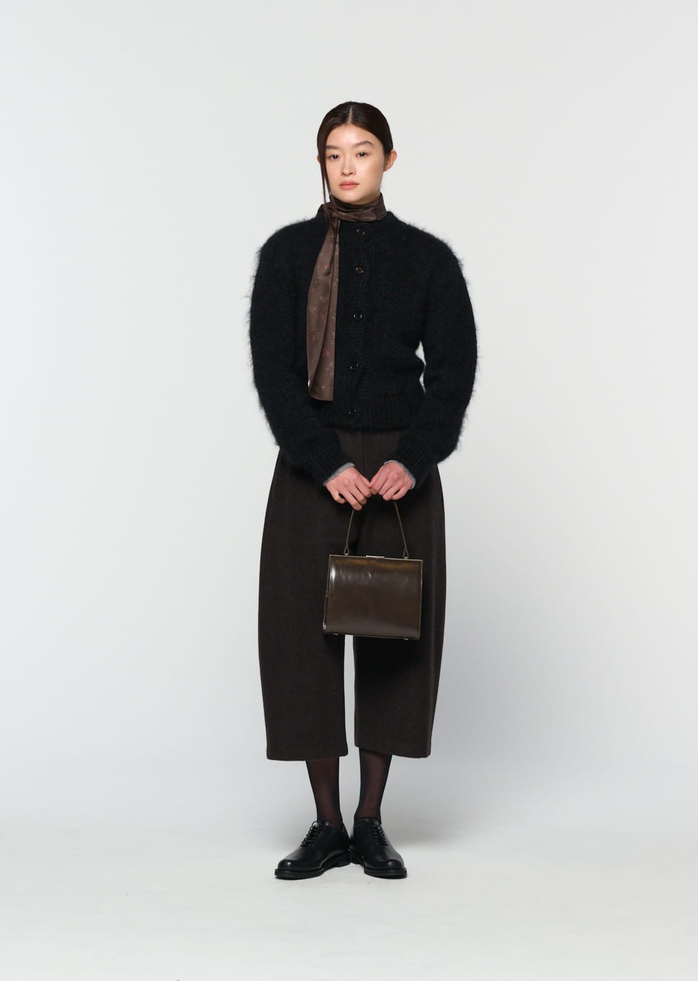 curved culotte pants, dark brown