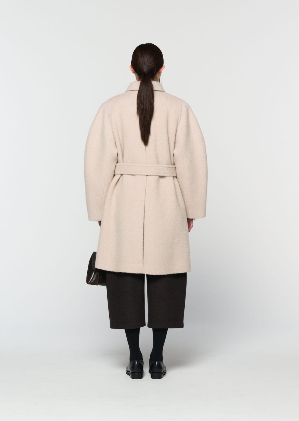 curved culotte pants, dark brown