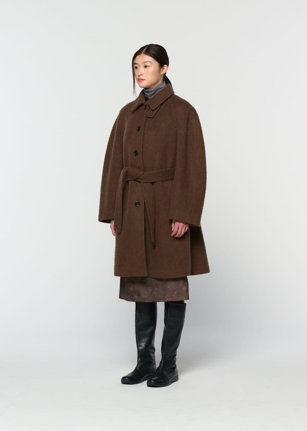 alpaca raglan coat, brown