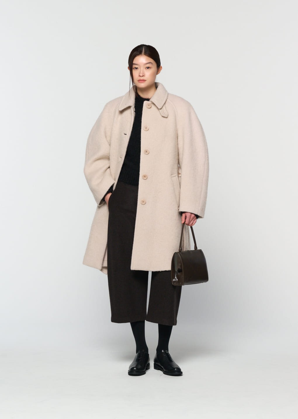 alpaca raglan coat, ivory
