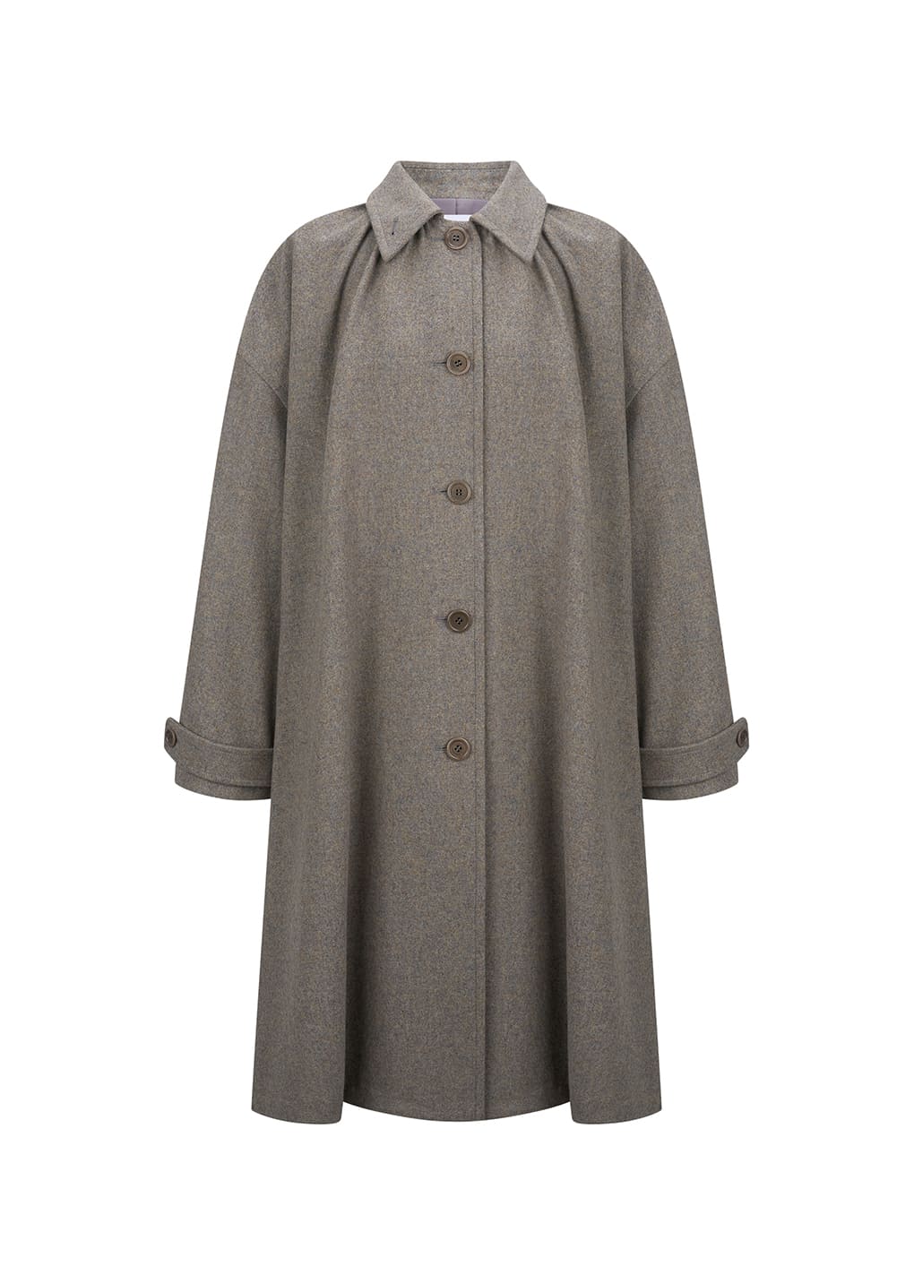 shirring coat, grey blue