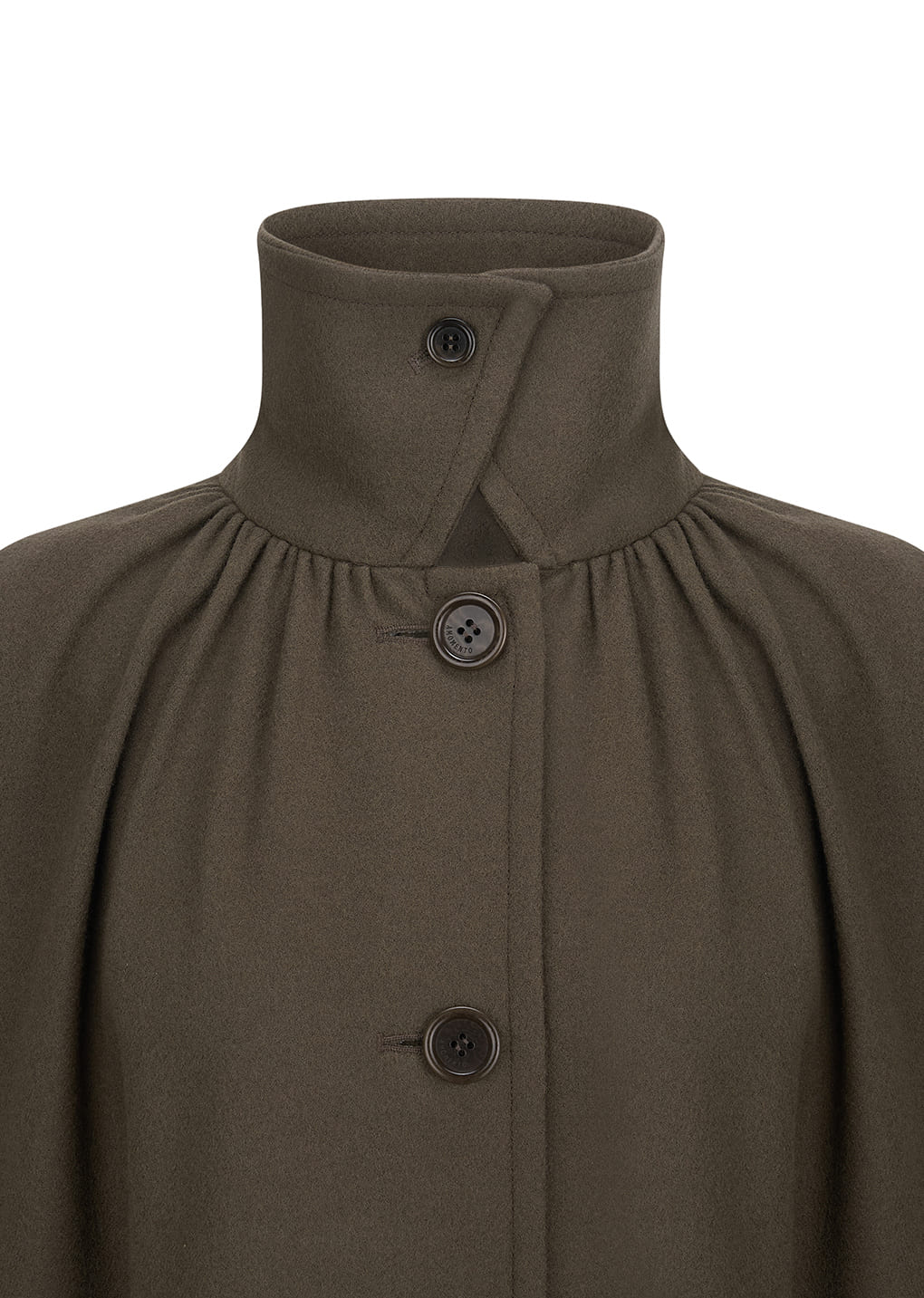 shirring coat, khaki