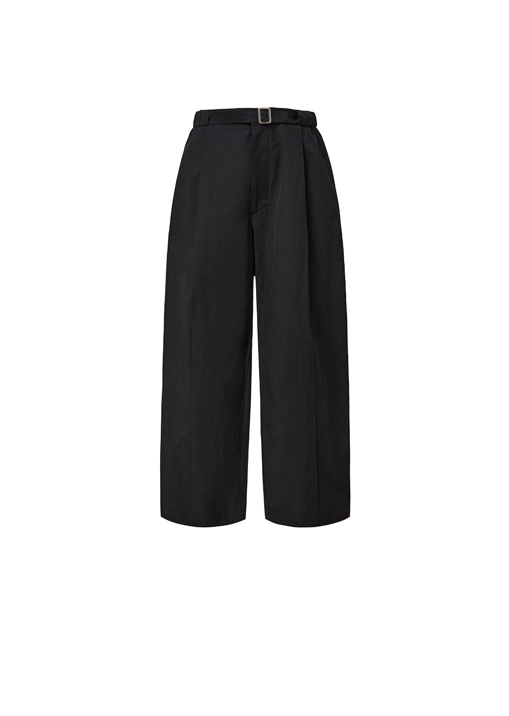 belted tuck banding pants, black