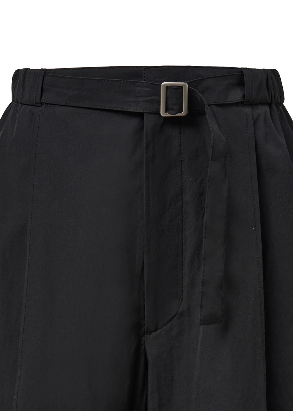 belted tuck banding pants, black