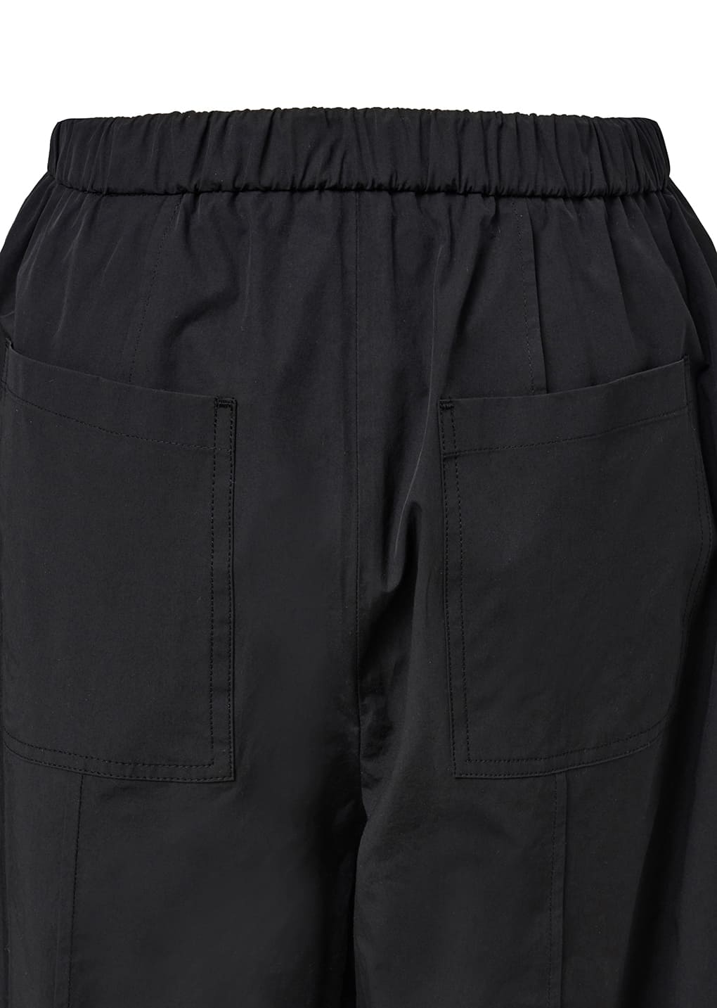 belted tuck banding pants, black