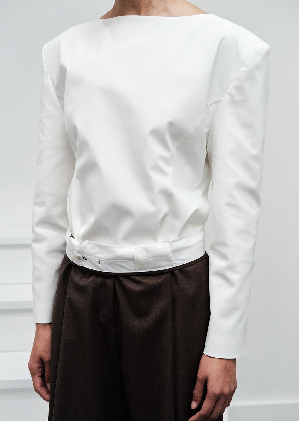 boat neck two way top, white