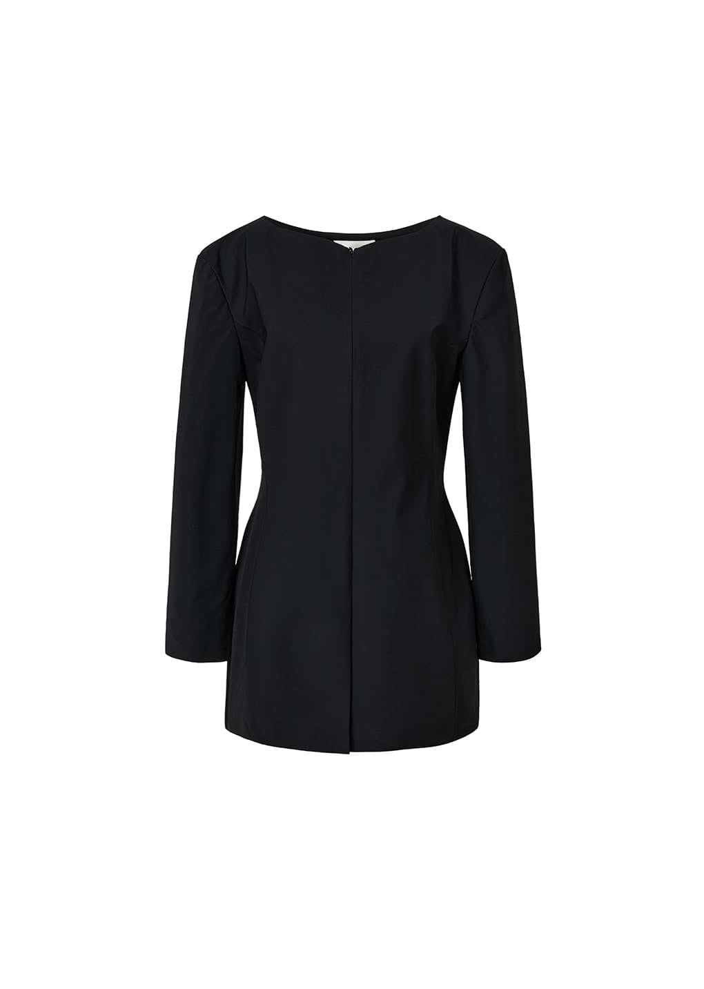 boat neck two way jacket, black