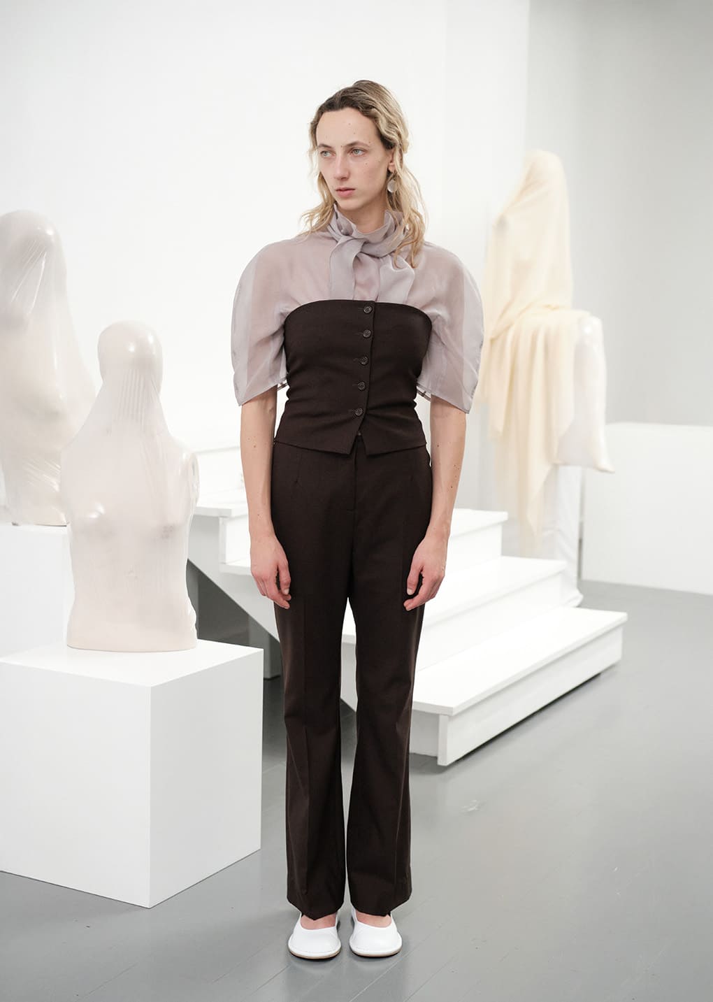 button up bustier, dark brown hover