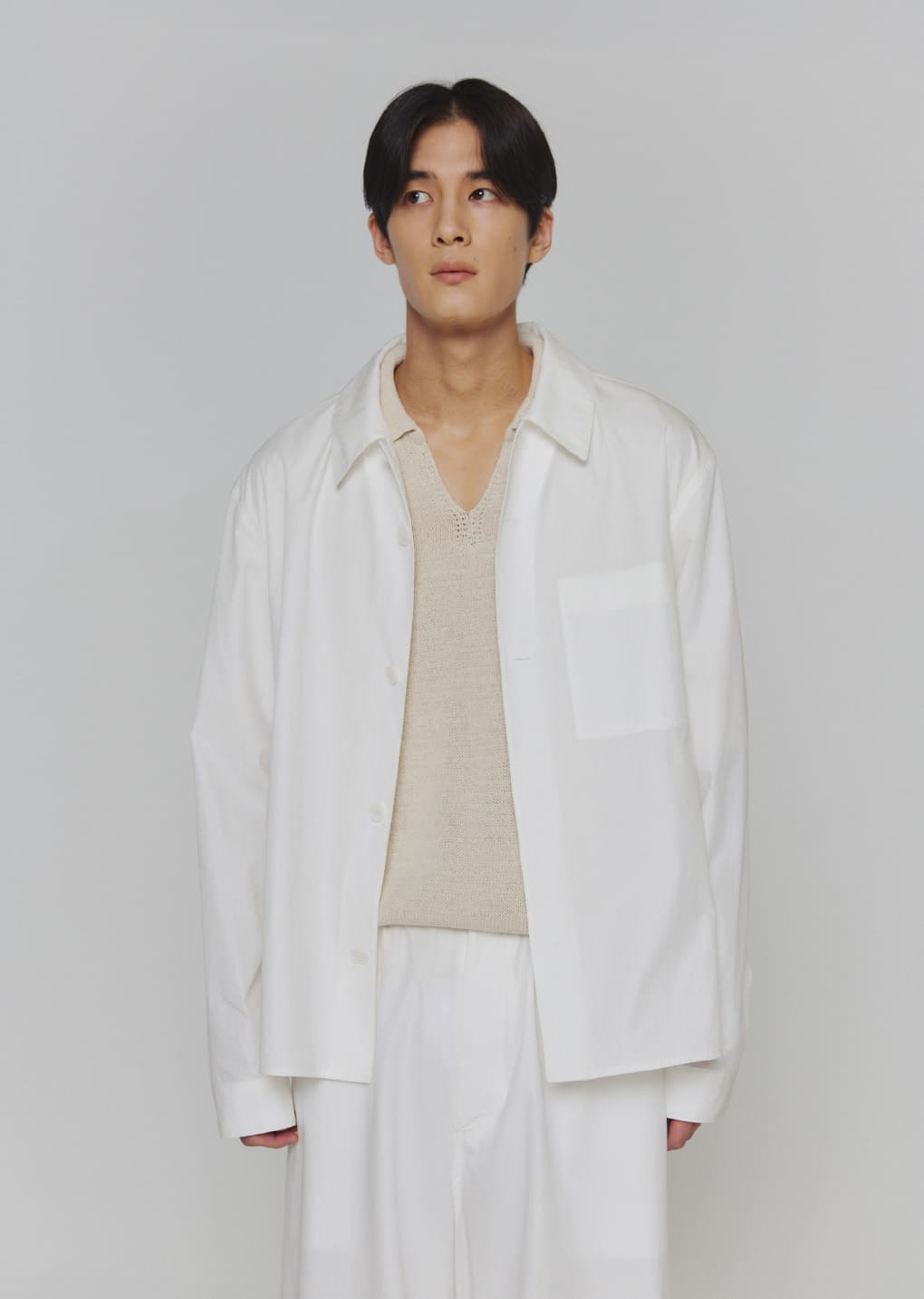 cotton nylon pocket shirts, white