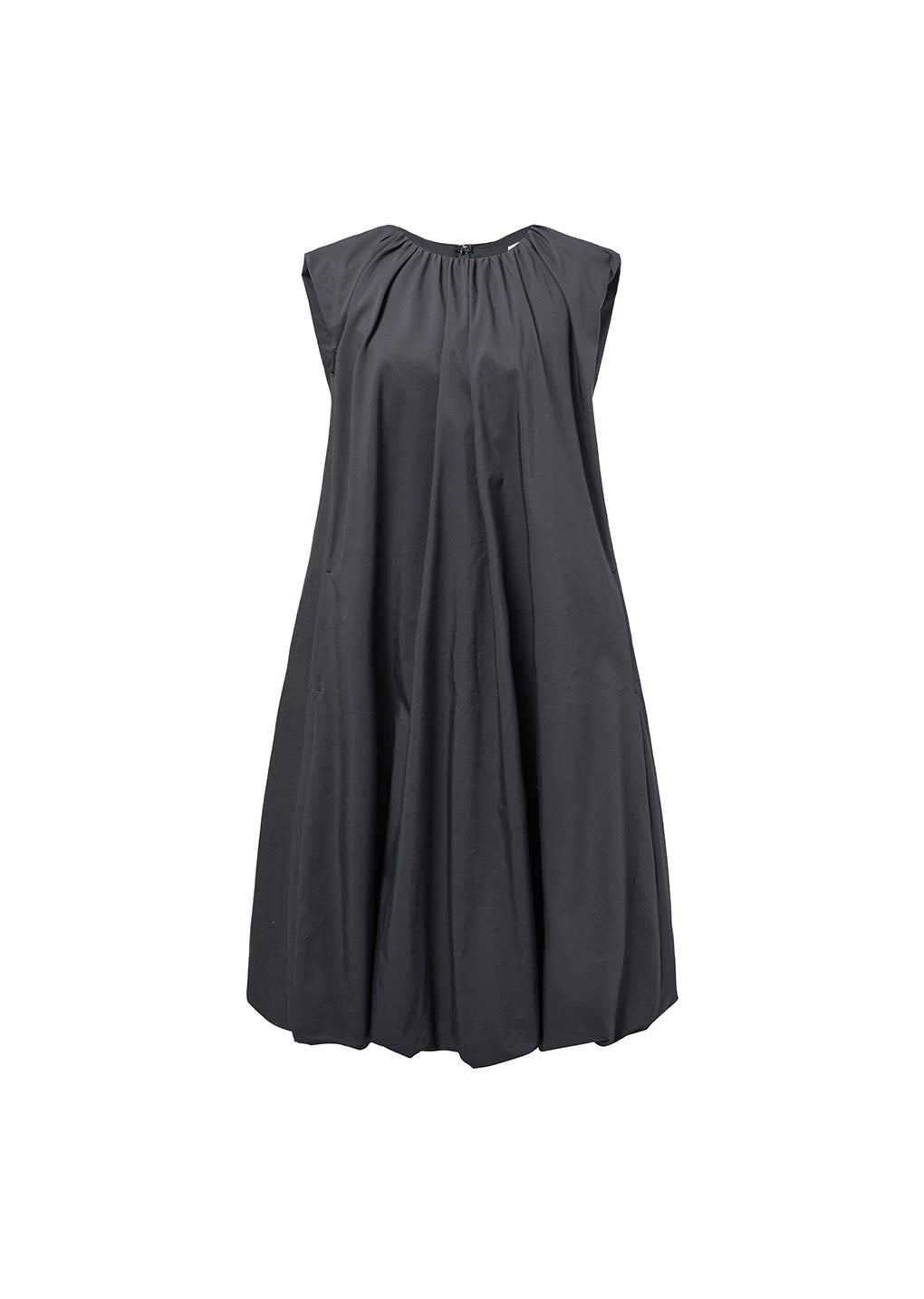cotton volume shirring dress, charcoal