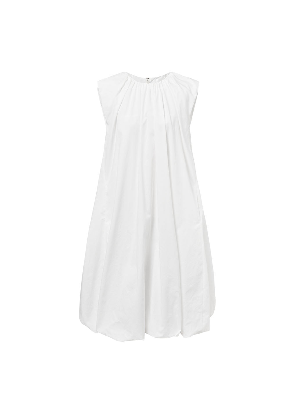 cotton volume shirring dress, white