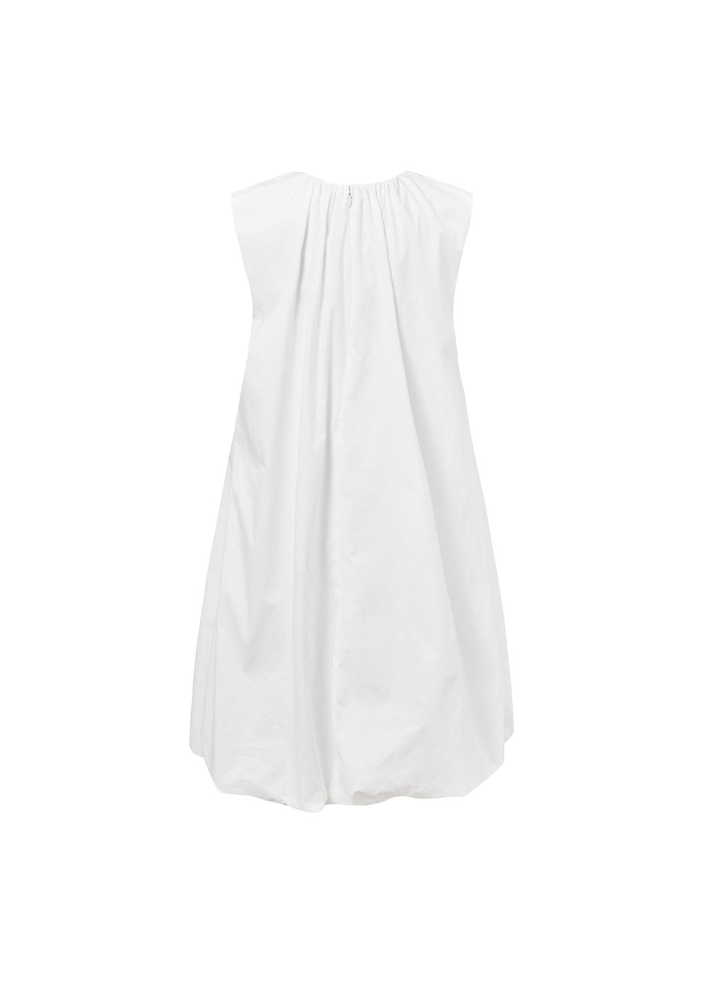 cotton volume shirring dress, white