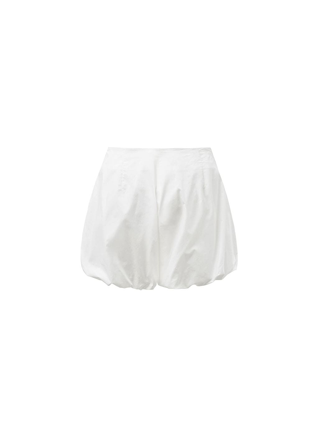 cotton volume shirring shorts, white