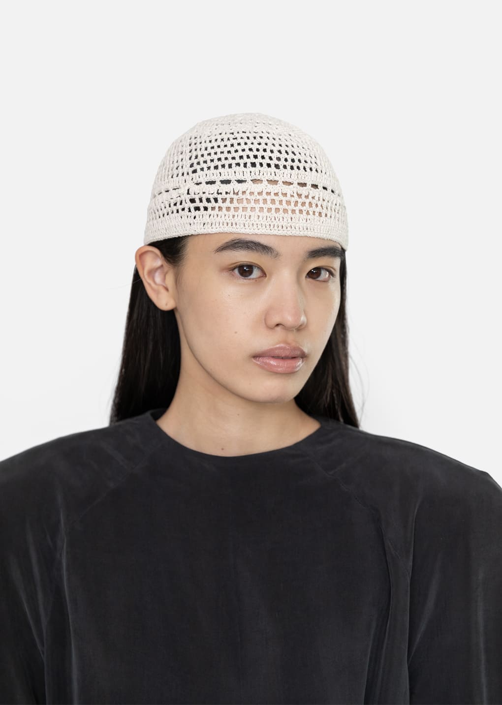 crochet beanie, beige