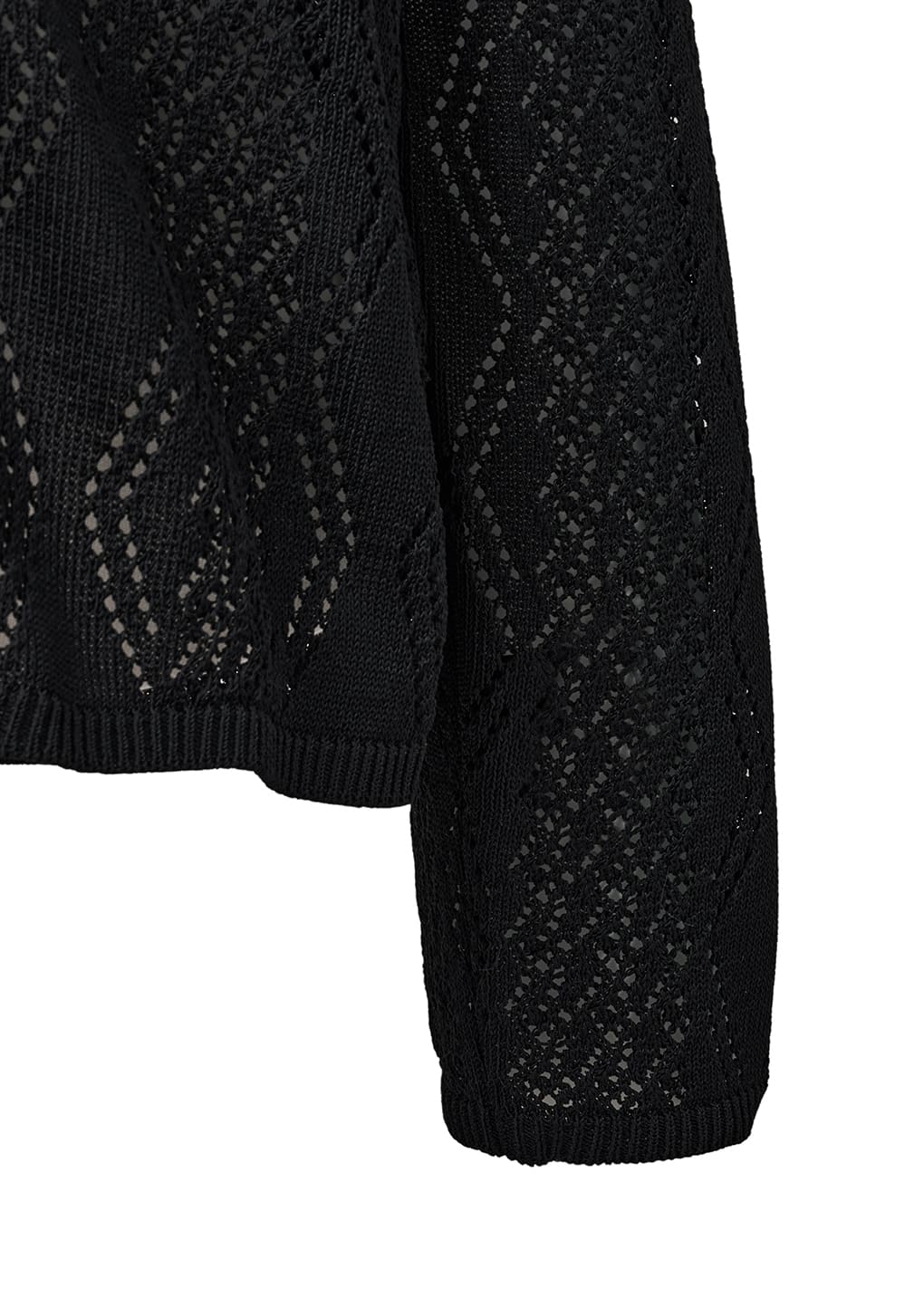 crochet zip-up cardigan, black
