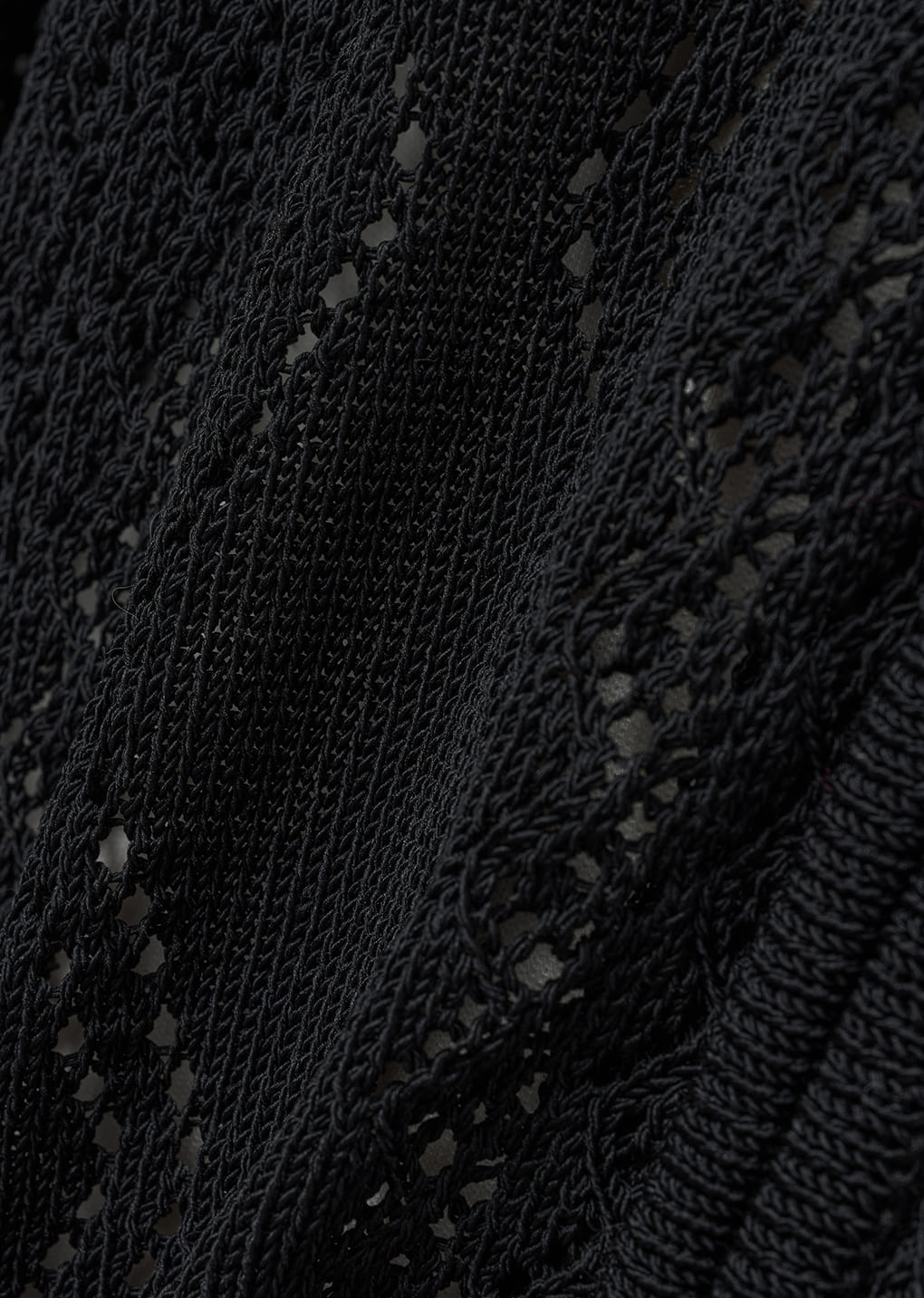 crochet zip-up cardigan, black