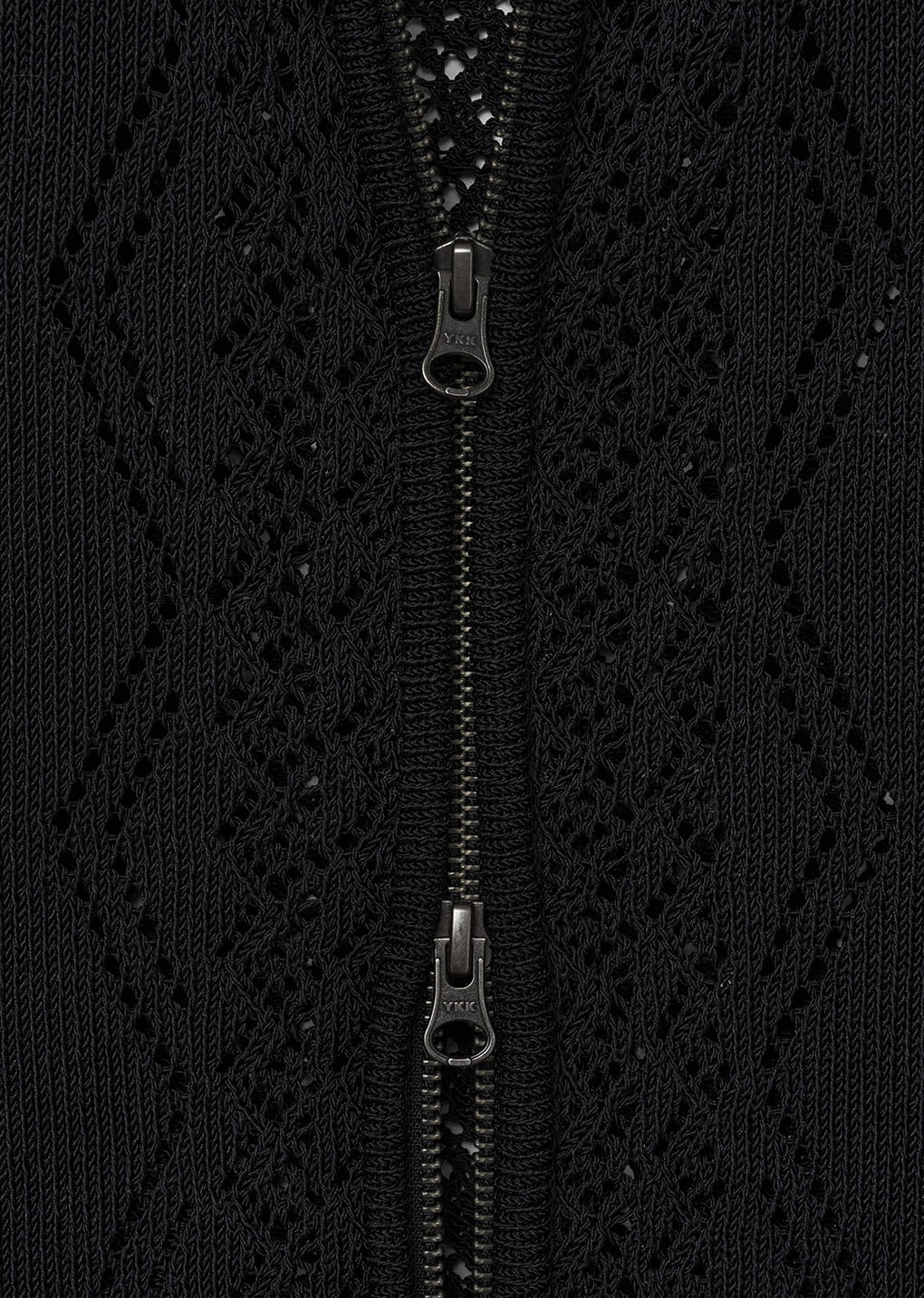 crochet zip-up cardigan, black