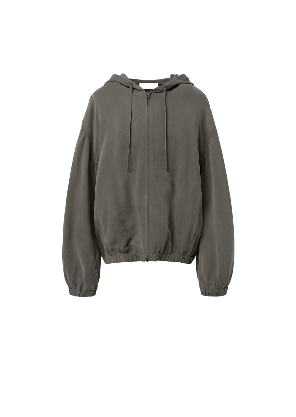 cupro hood zip-up jumper, brown