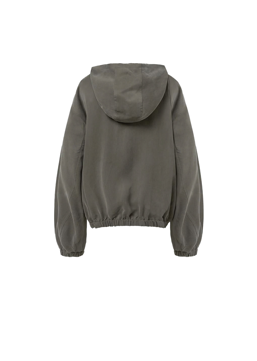 cupro hood zip-up jumper, brown