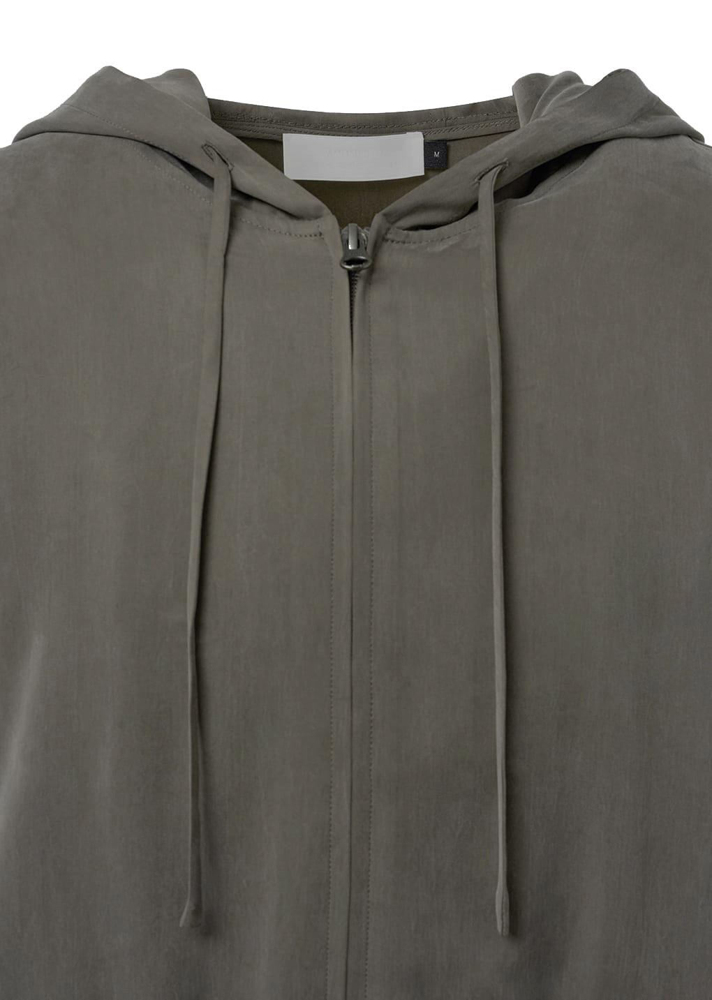 cupro hood zip-up jumper, brown