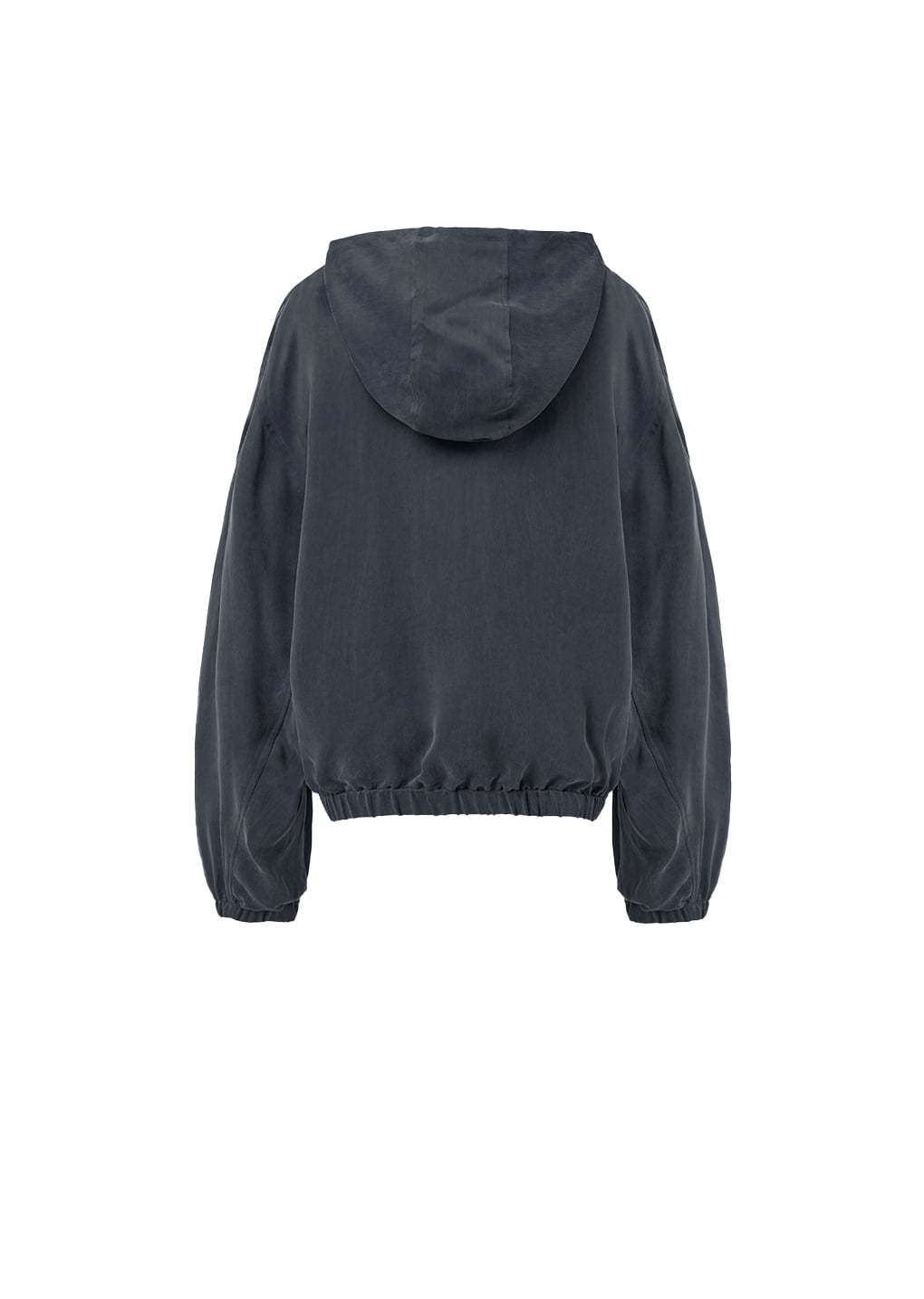 cupro hood zip-up jumper, charcoal