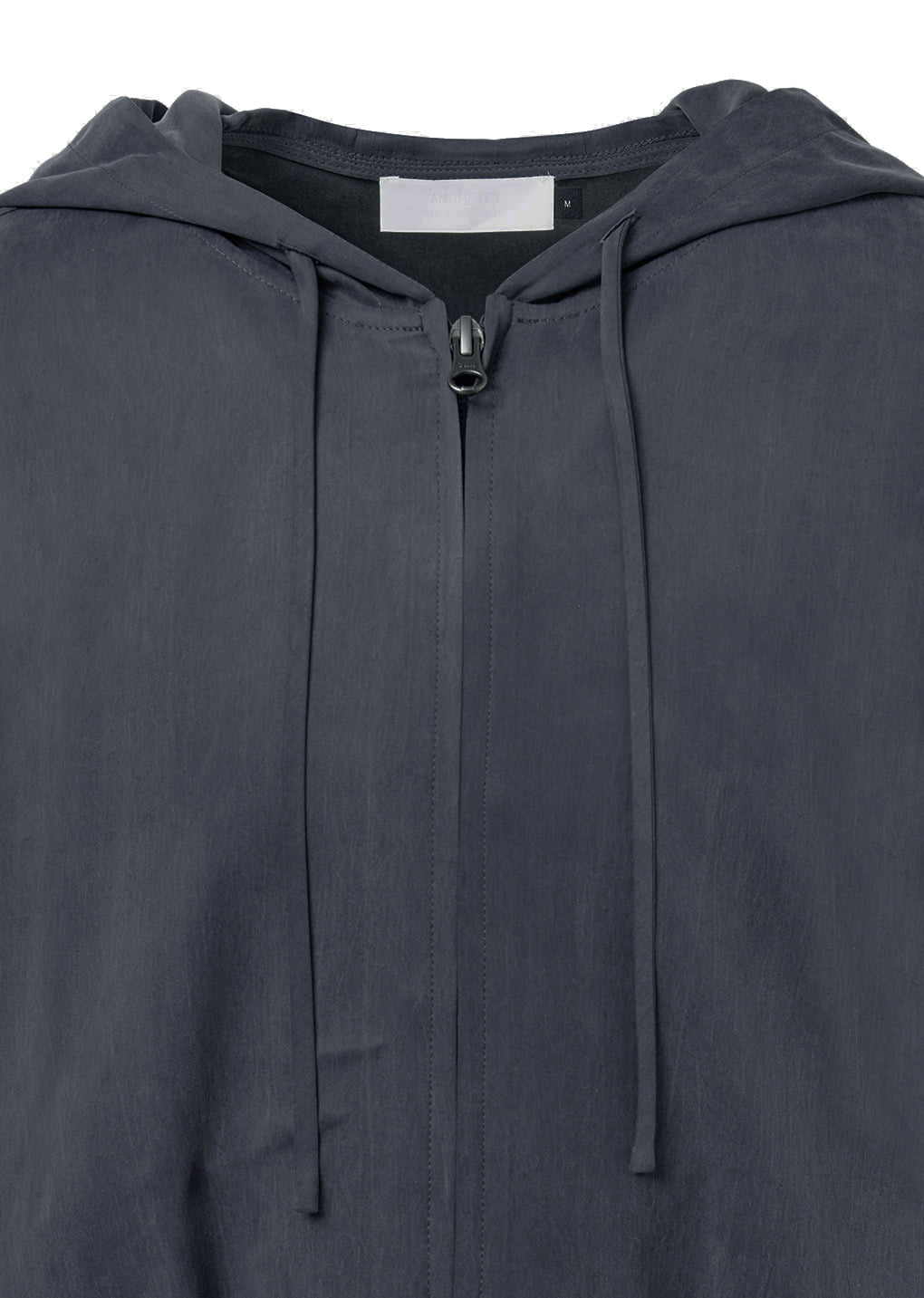 cupro hood zip-up jumper, charcoal