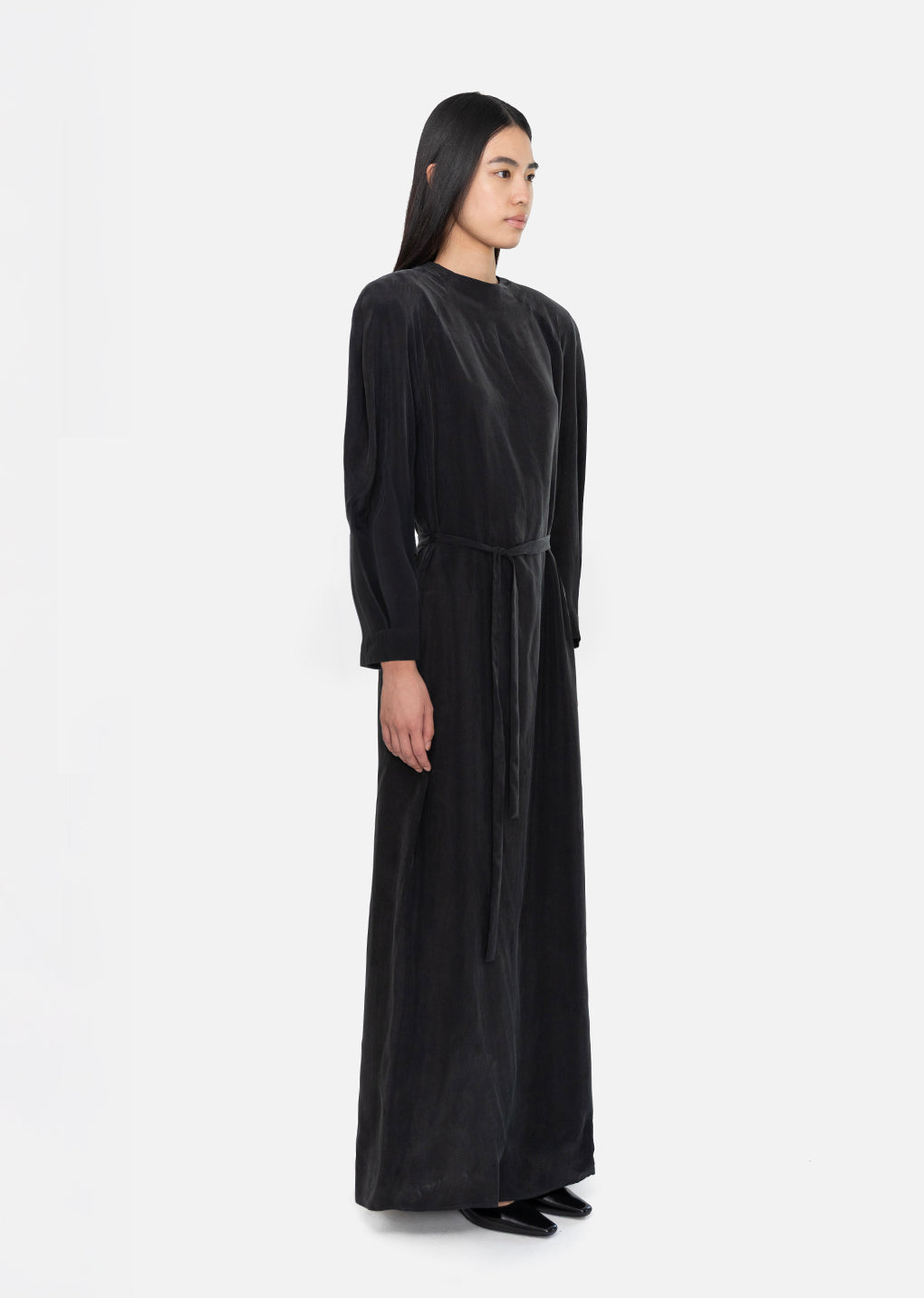 cupro raglan dress, black