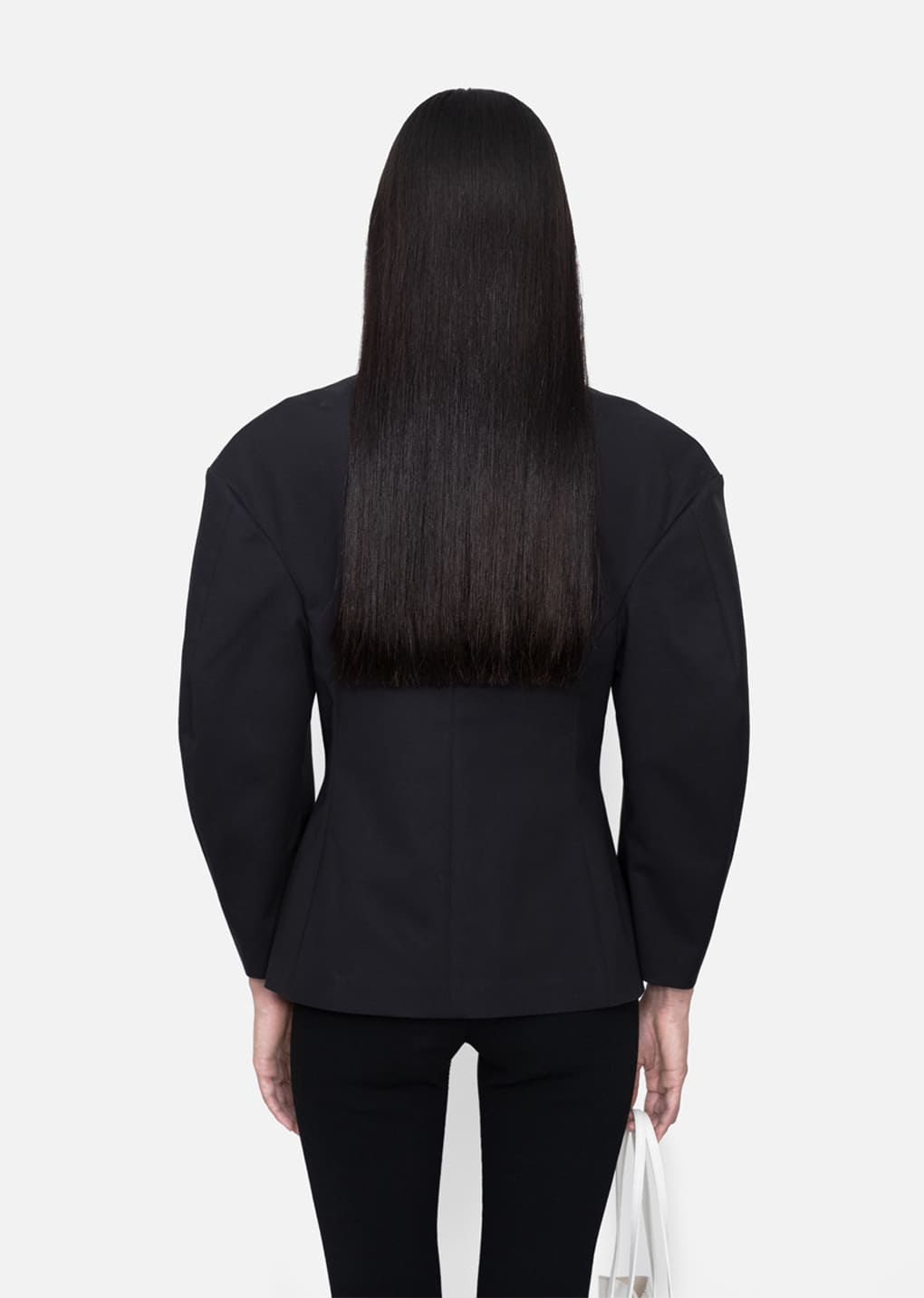 curved silhouette jacket, black