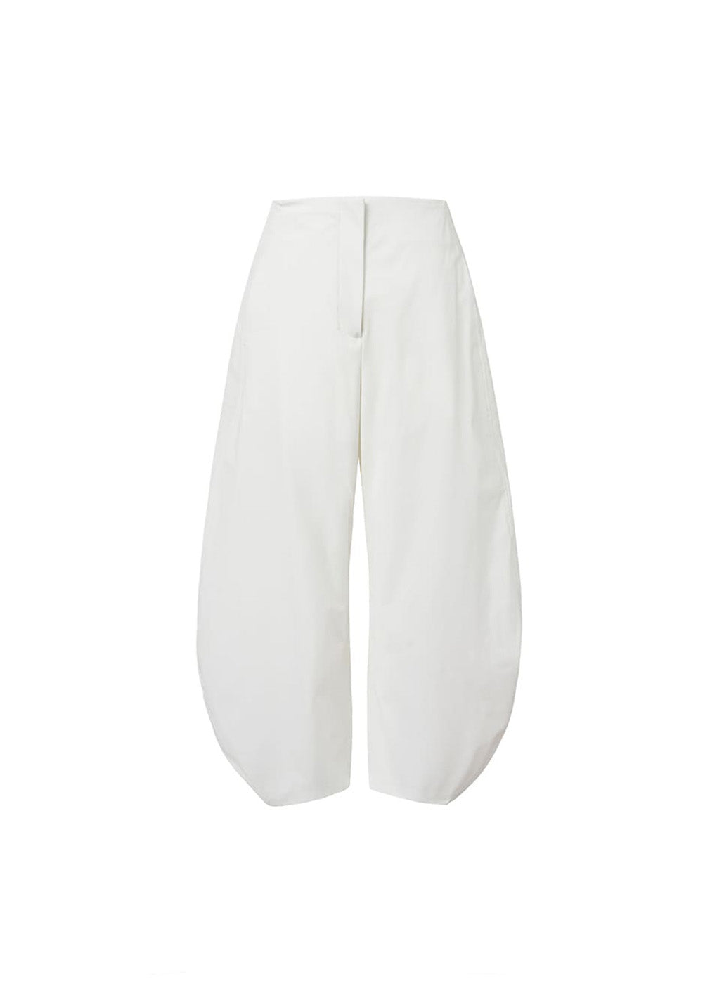 curved silhouette pants, white