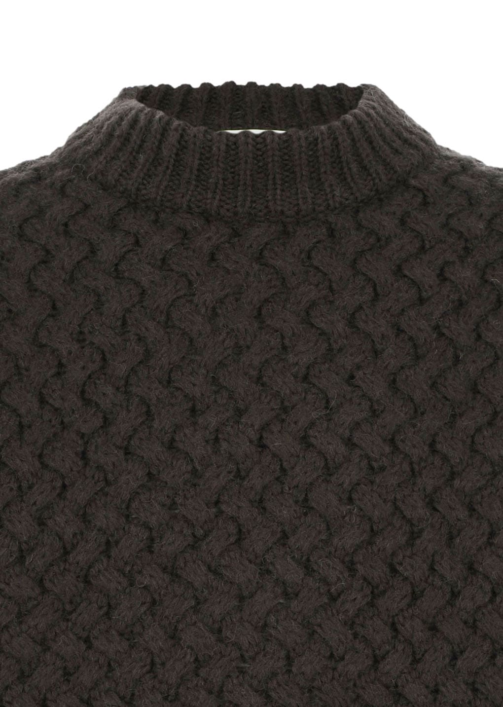 diagonal cable pullover, brown