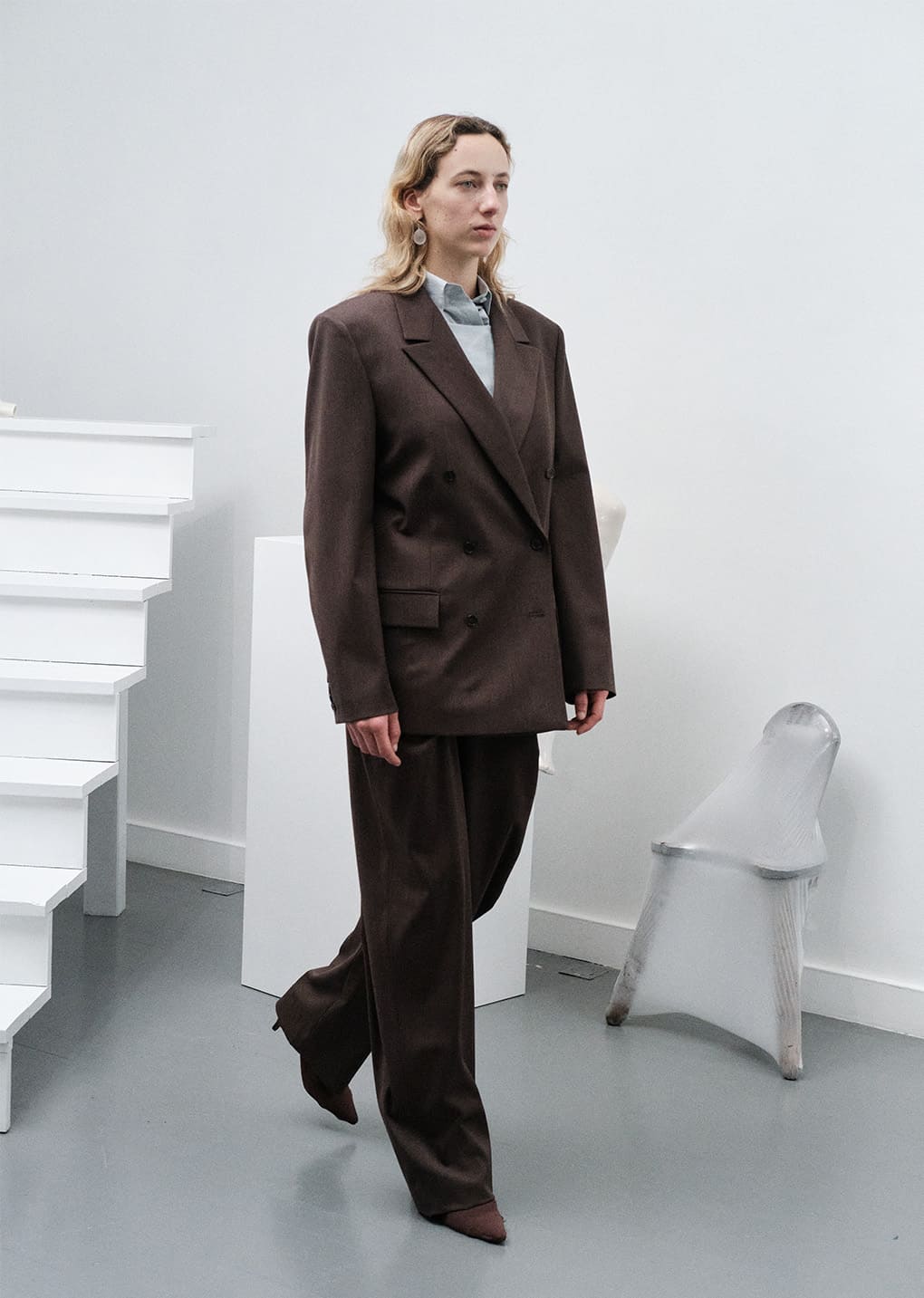 double breasted wool jacket, brown