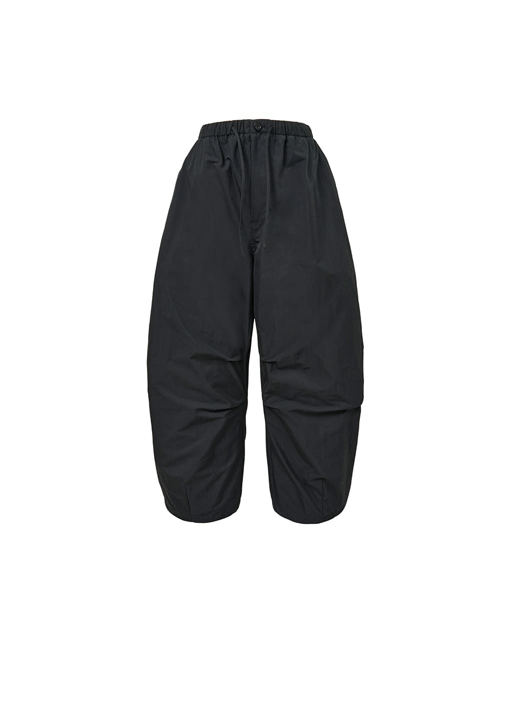 drawstring wide fatigue pants, black