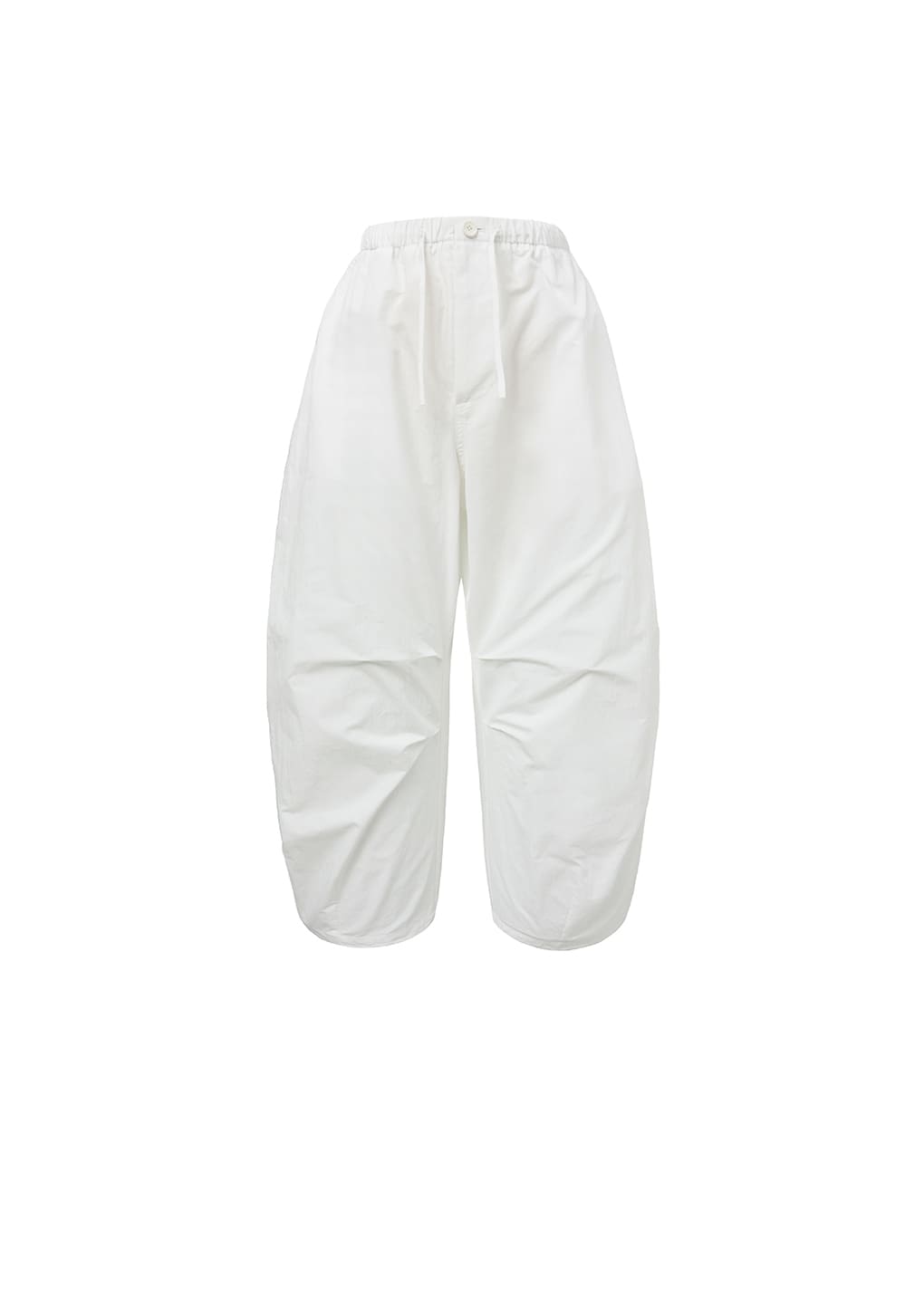 drawstring wide fatigue pants, white
