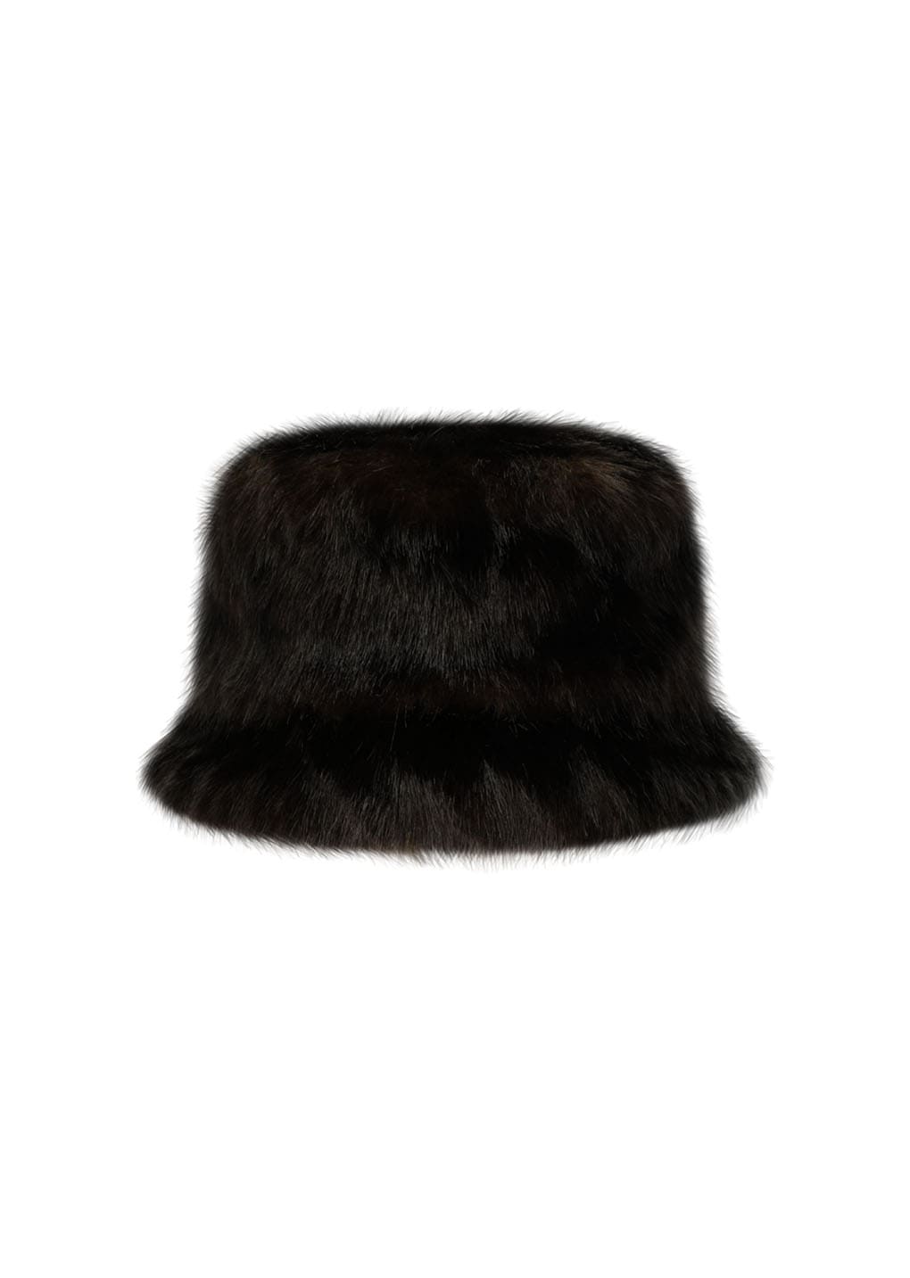 fur bucket hat, dark brown