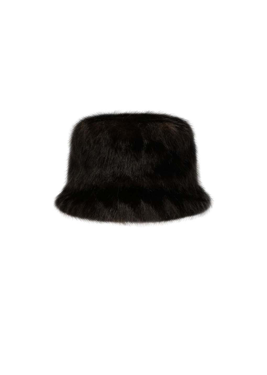 fur bucket hat, dark brown