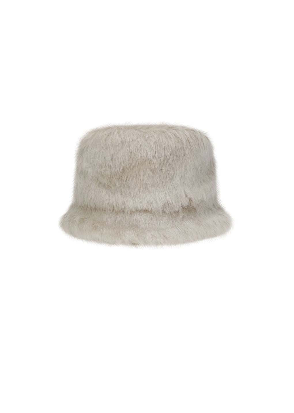 fur bucket hat, ivory